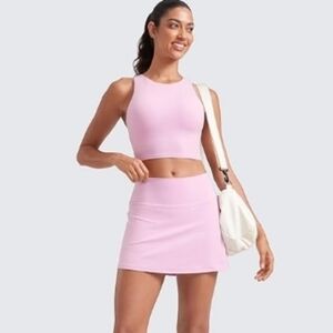 High Waisted Tennis Skirts Mini Golf Casual Skirt with Pocket Pink